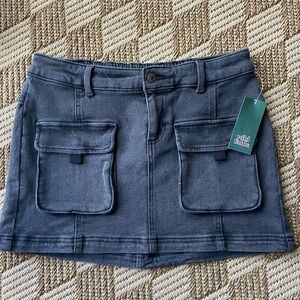Denim cargo mini skirt